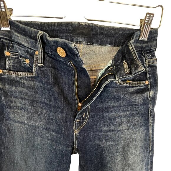 Mother The Looker Crop Skinny Jeans Blue Denim On The Edge Size 24 - Picture 5 of 10